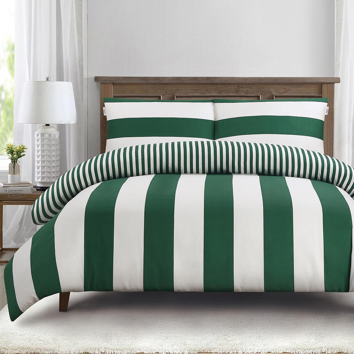 Pure Cotton Block Stripe, Super King, Green Jacket main product photo