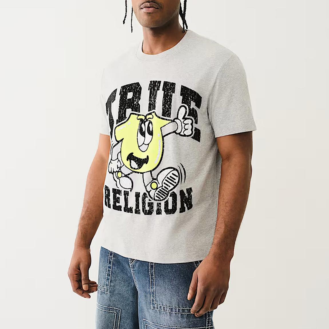Grey Crackle Print Graphic Cotton T-Shirt main product photo
