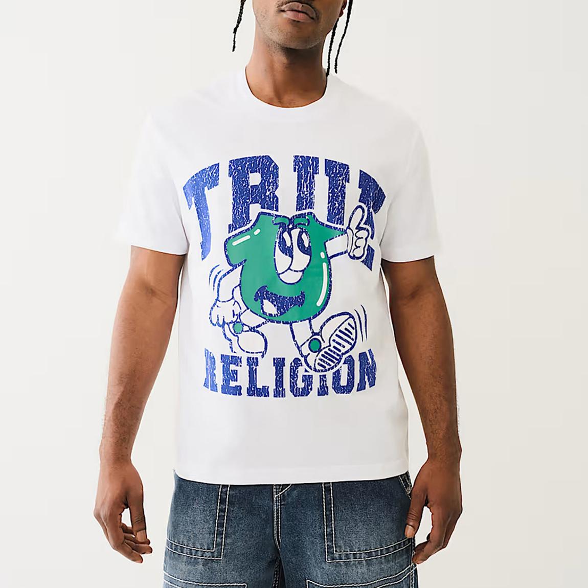 White Crackle Print Graphic Cotton T-Shirt main product photo