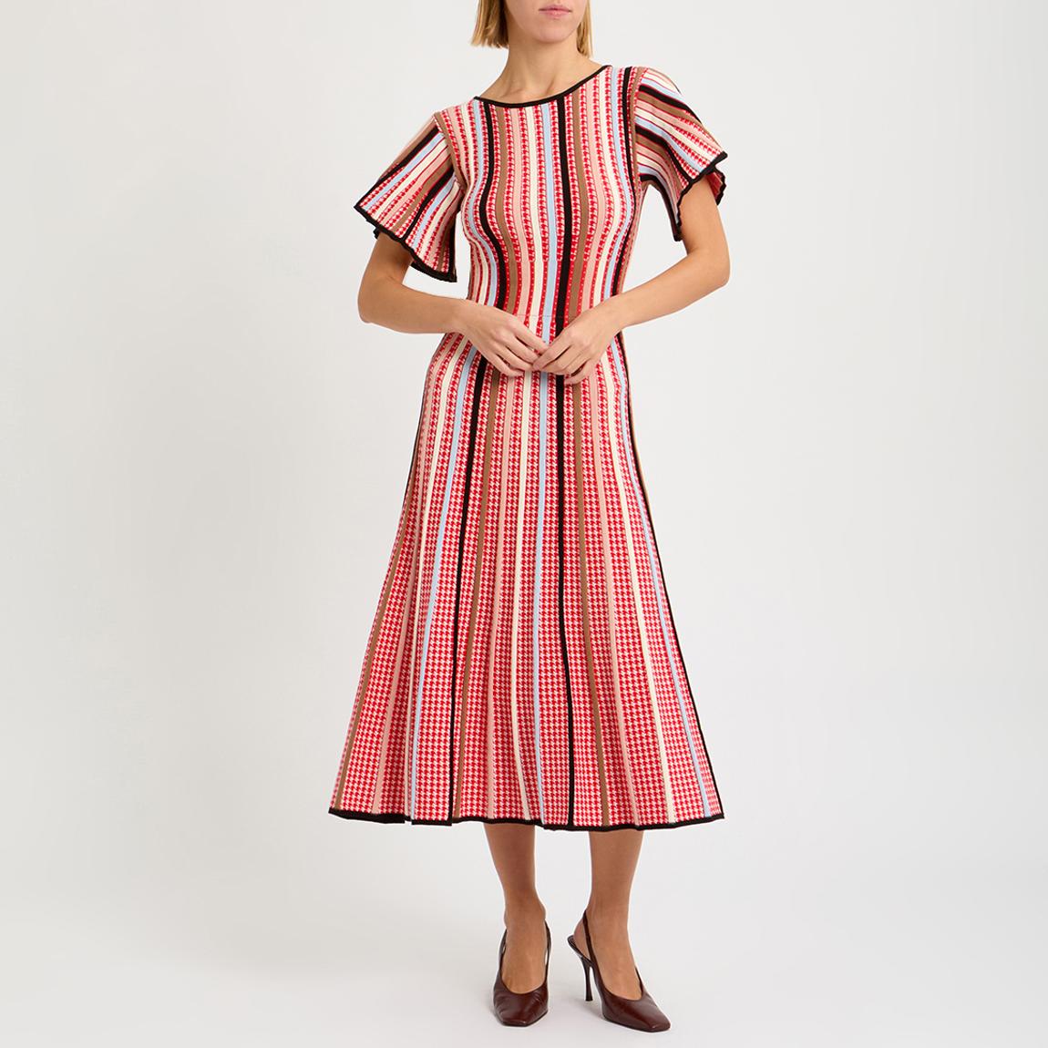Temperley London Red Mix Vulcan Knit Dress - BrandAlley
