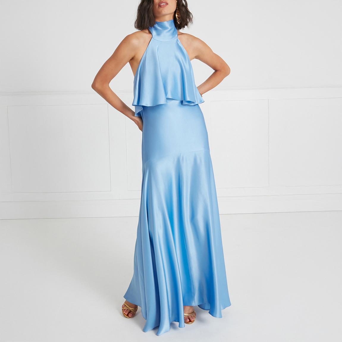 aje blue and white floral dress Shop latest trending Alessia Midi Dress - Halogen Blue | Luxury & Designer  Clothing Online for Women main image 0