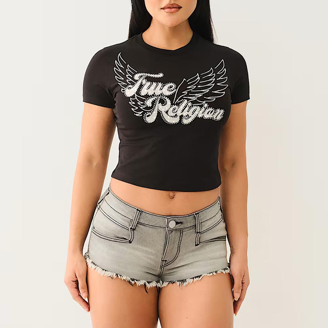 Black Crystal Wing Cotton Blend Baby T-Shirt main product photo