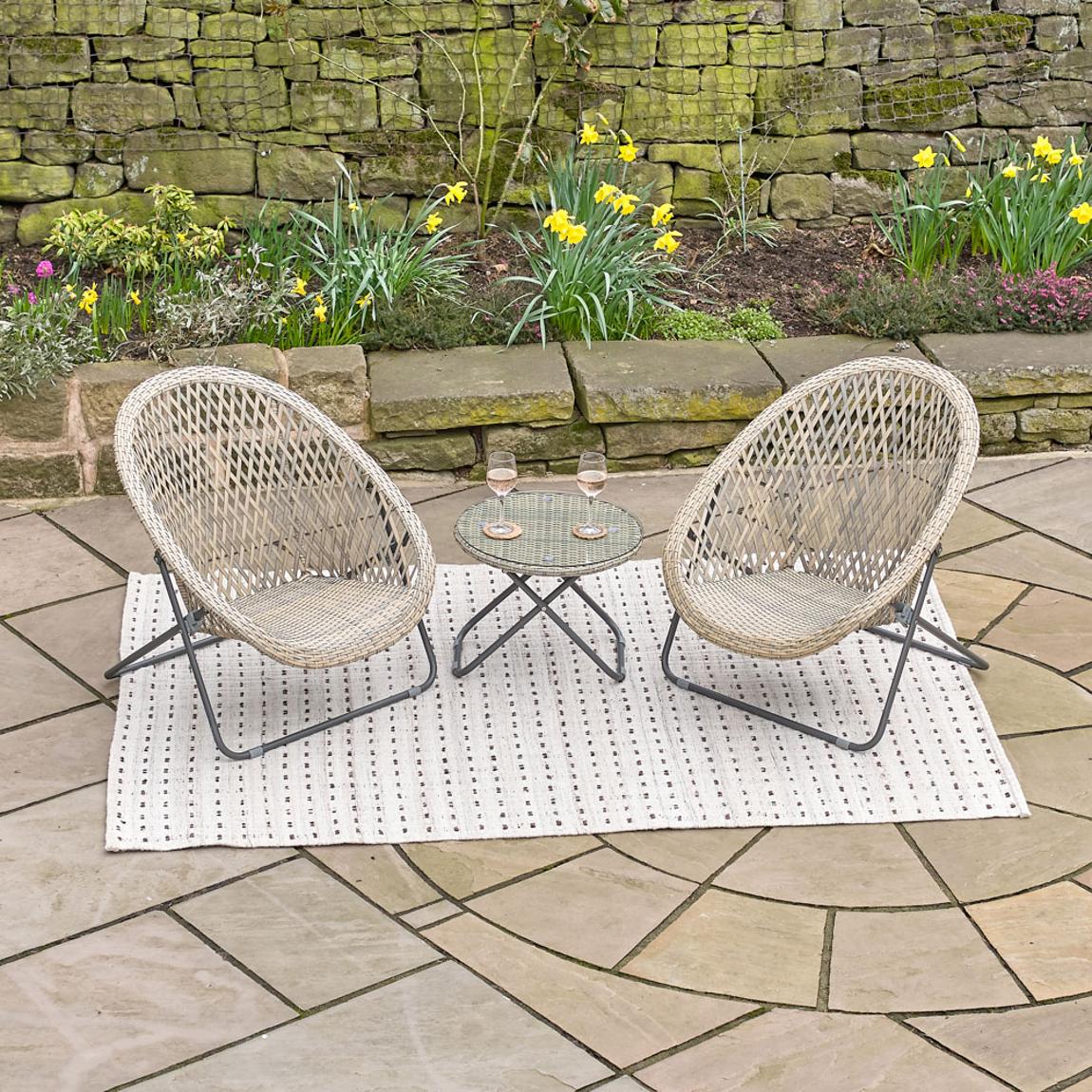 Tobs Grey Rattan Outdoor Bistro Set Folding main product photo