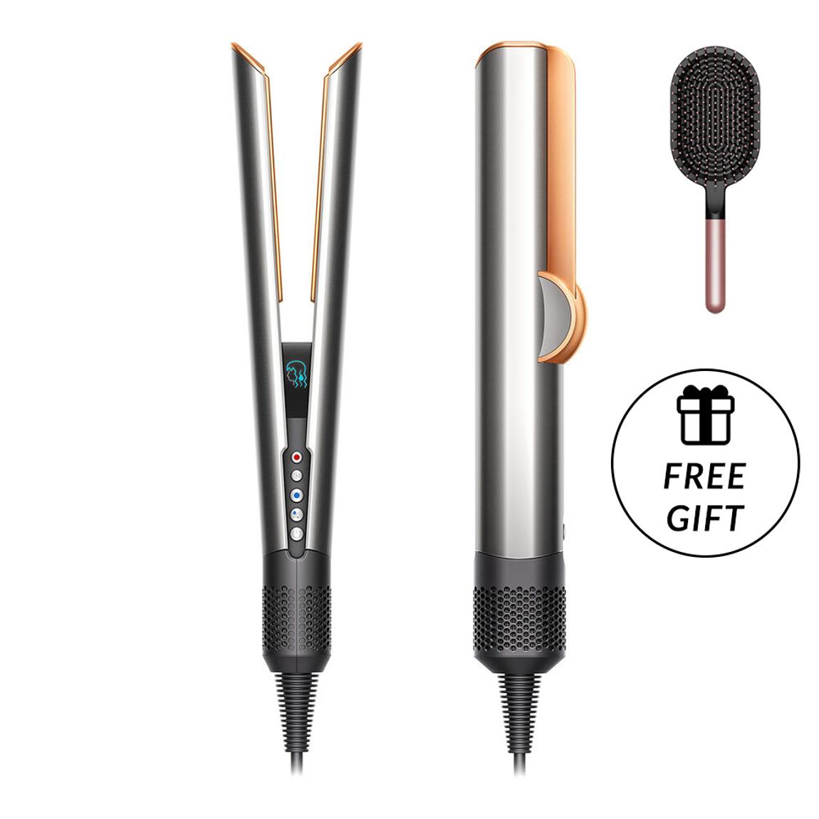 Refurbished Dyson Airstrait Hair Straightener + Free Paddle Brush - Bright Nickel & Rich Copper main product photo
