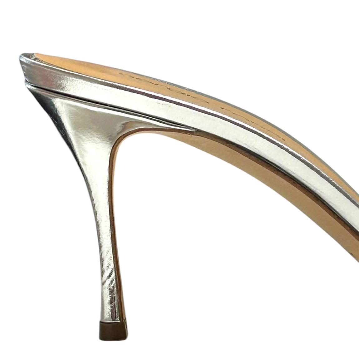Sergio Rossi Silver Metallic Heeled Mules - BrandAlley