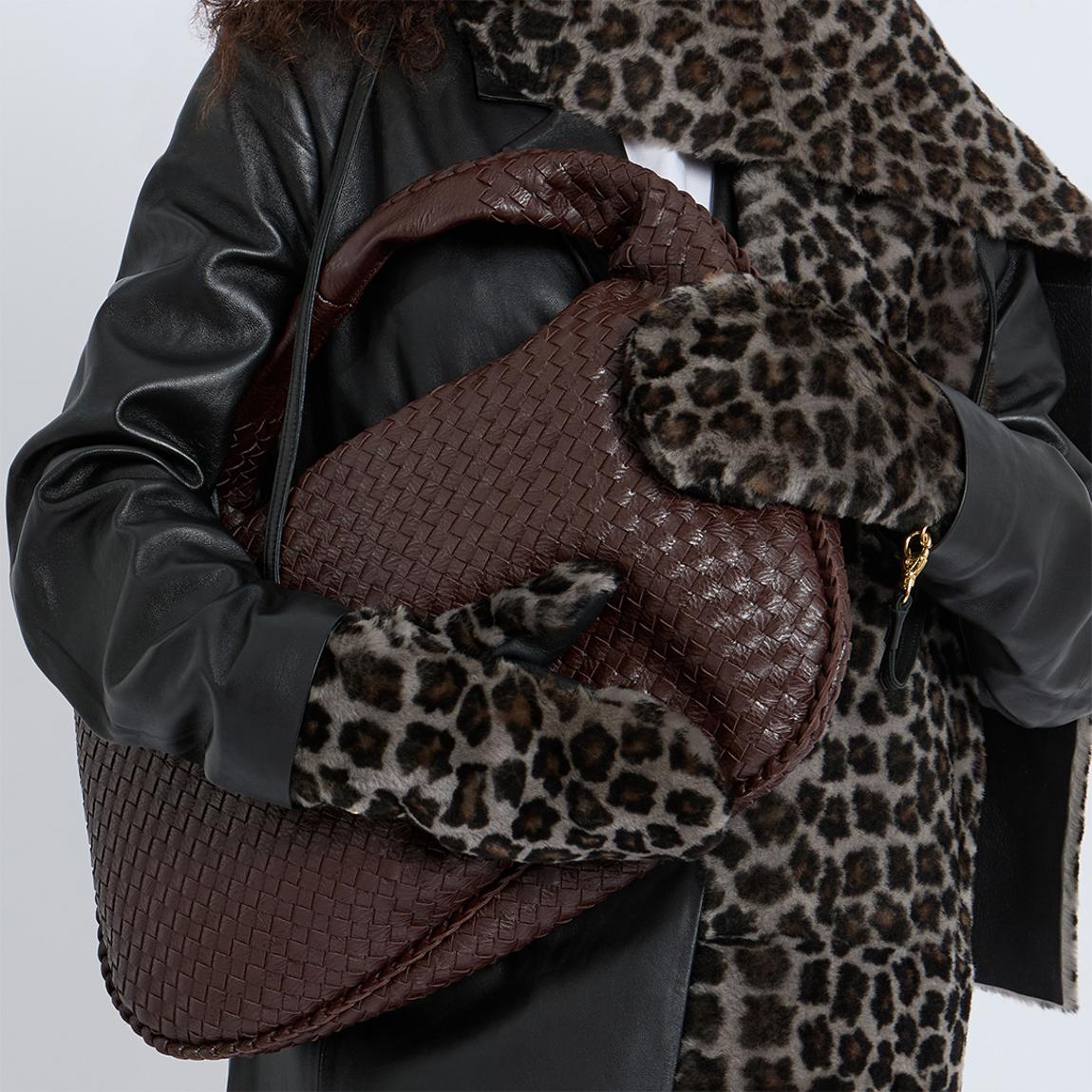 Snow Leopard Mittens With Leather Strap main product photo