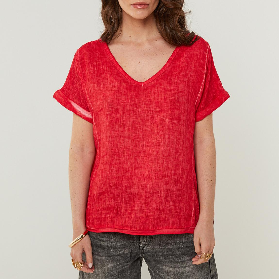 Scarlet Relaxed Linen Tee main product photo