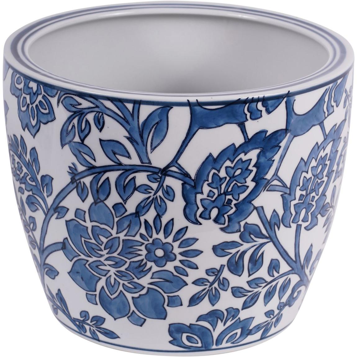 Laura Ashley Blue & White Adain Porcelain Planter, Medium main product photo