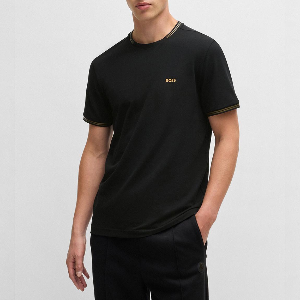 Navy Stripe Detail Cotton Blend T-Shirt main product photo
