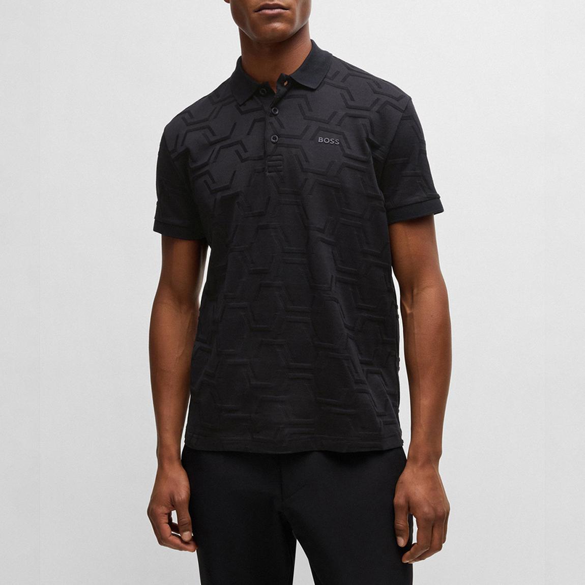 Black Paddy Hexaquilt Cotton Polo Shirt main product photo