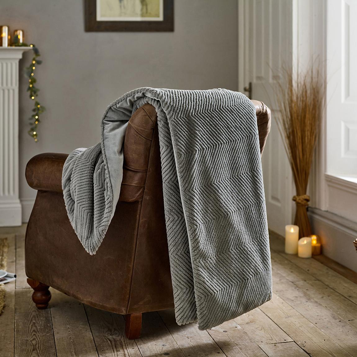 Burghley Faux Fur 130x170cm Throw, Grey main product photo
