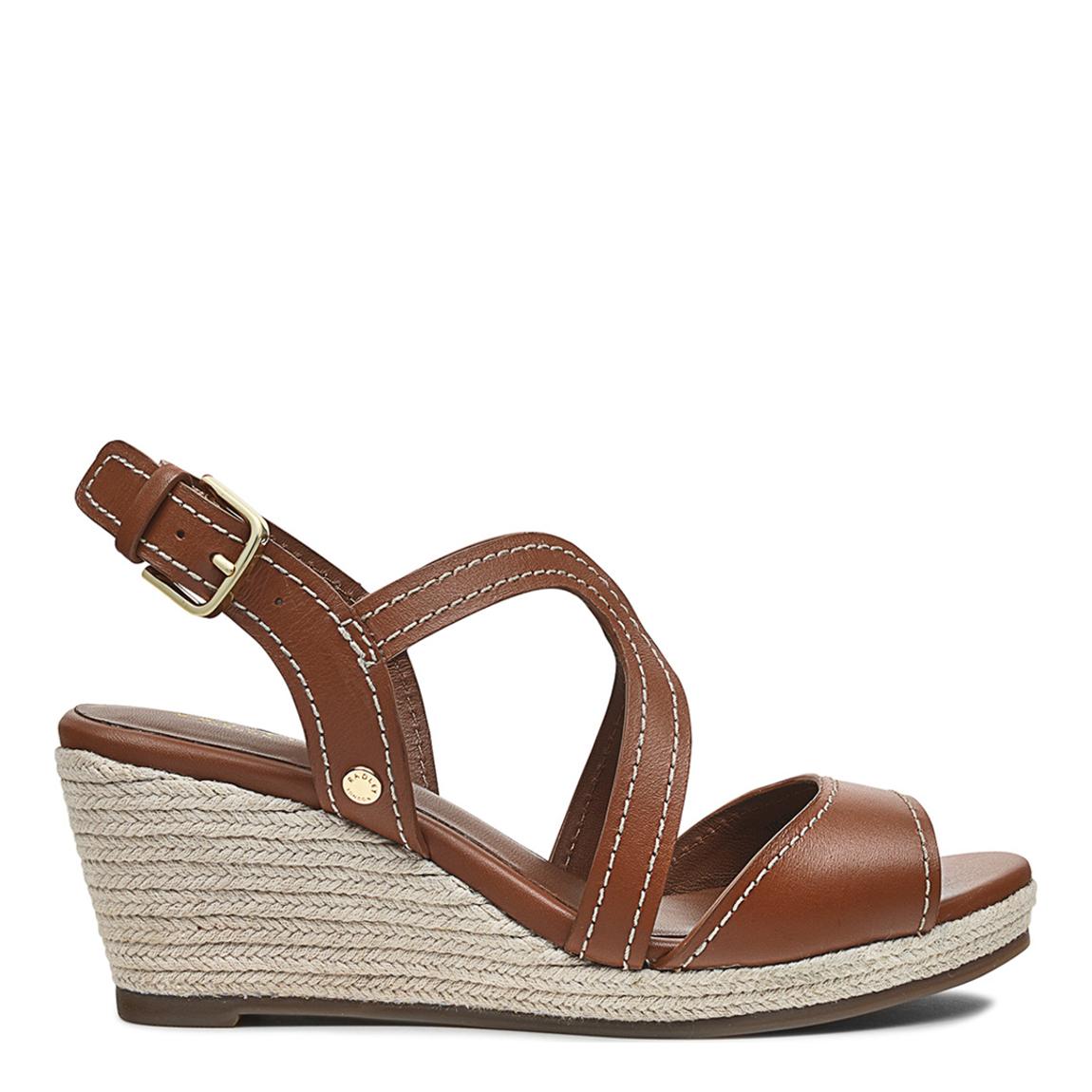 Tan Florence Close Wishbone Midi Wedge Sandals main product photo