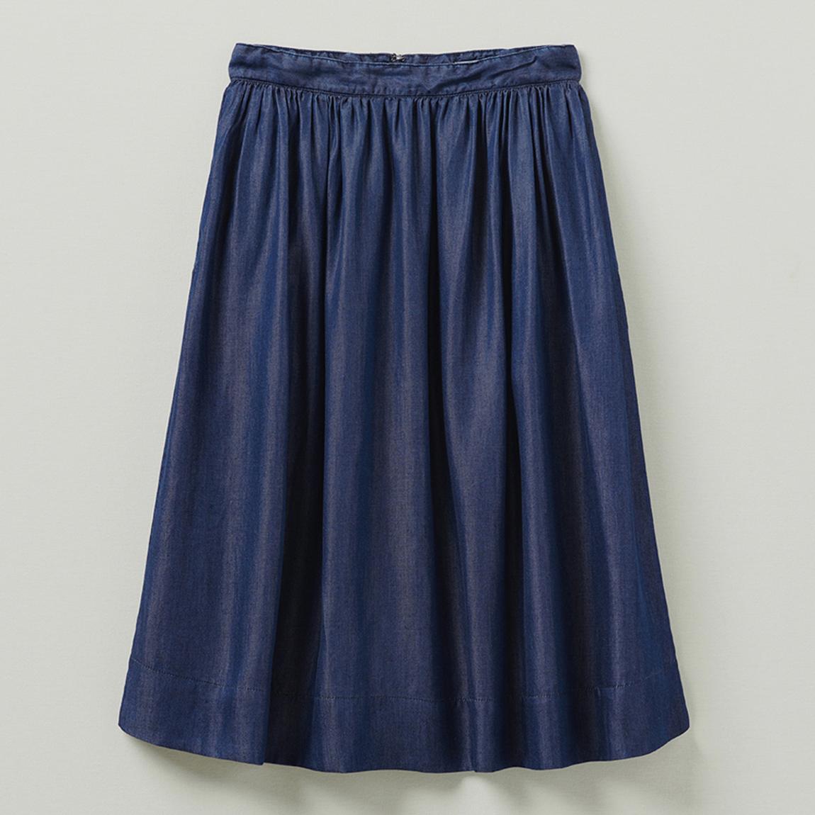 Dark Wash Chambray Midi Skirt main product photo