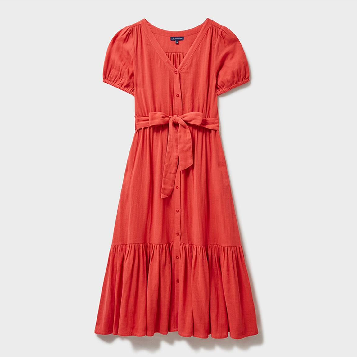 Red Reina Tiered Midi Dress main product photo