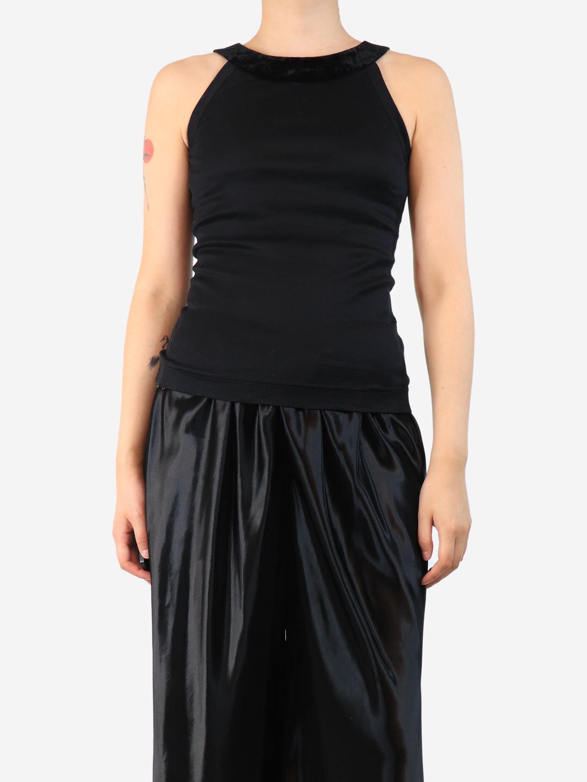 Black velour-halterneck tank top main product photo