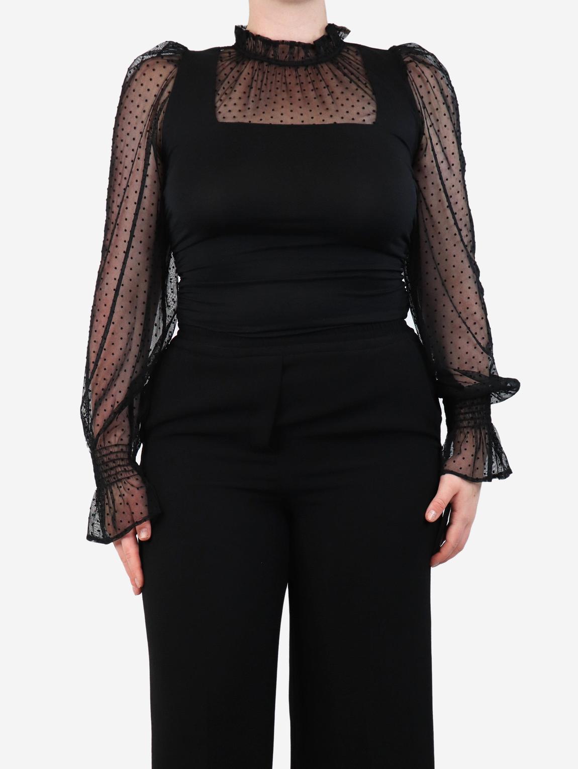 Black polka dot tulle blouse main product photo