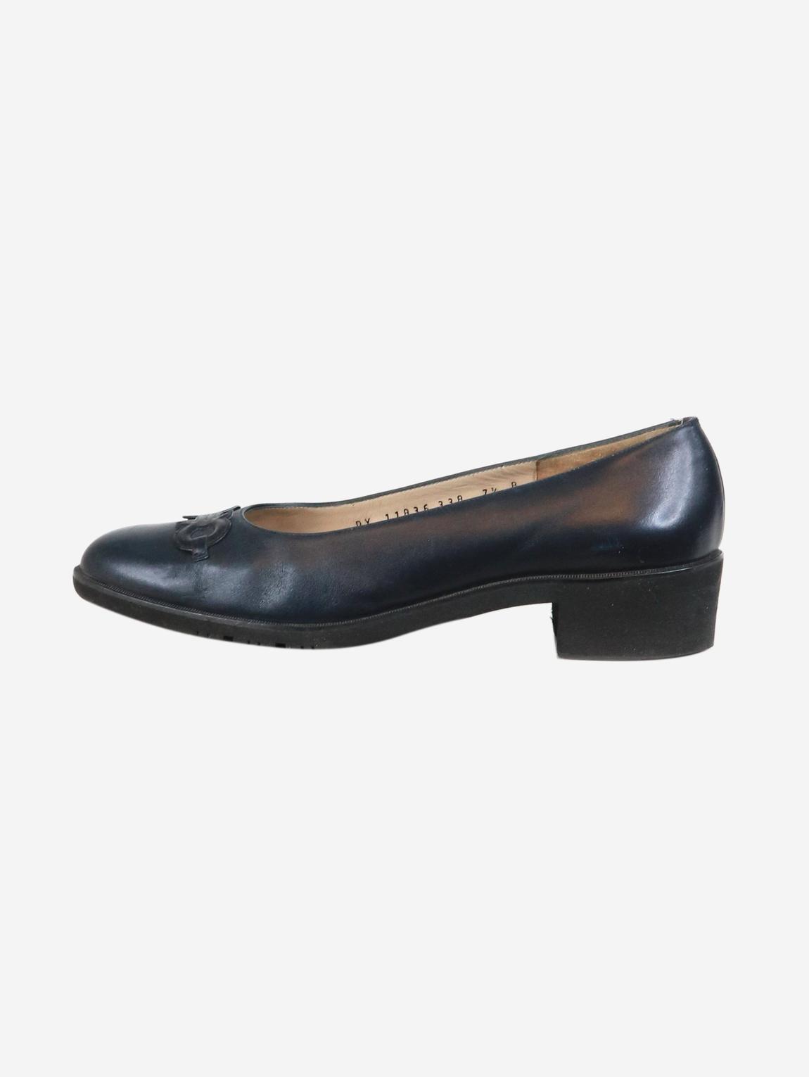Blue leather pumps main product photo