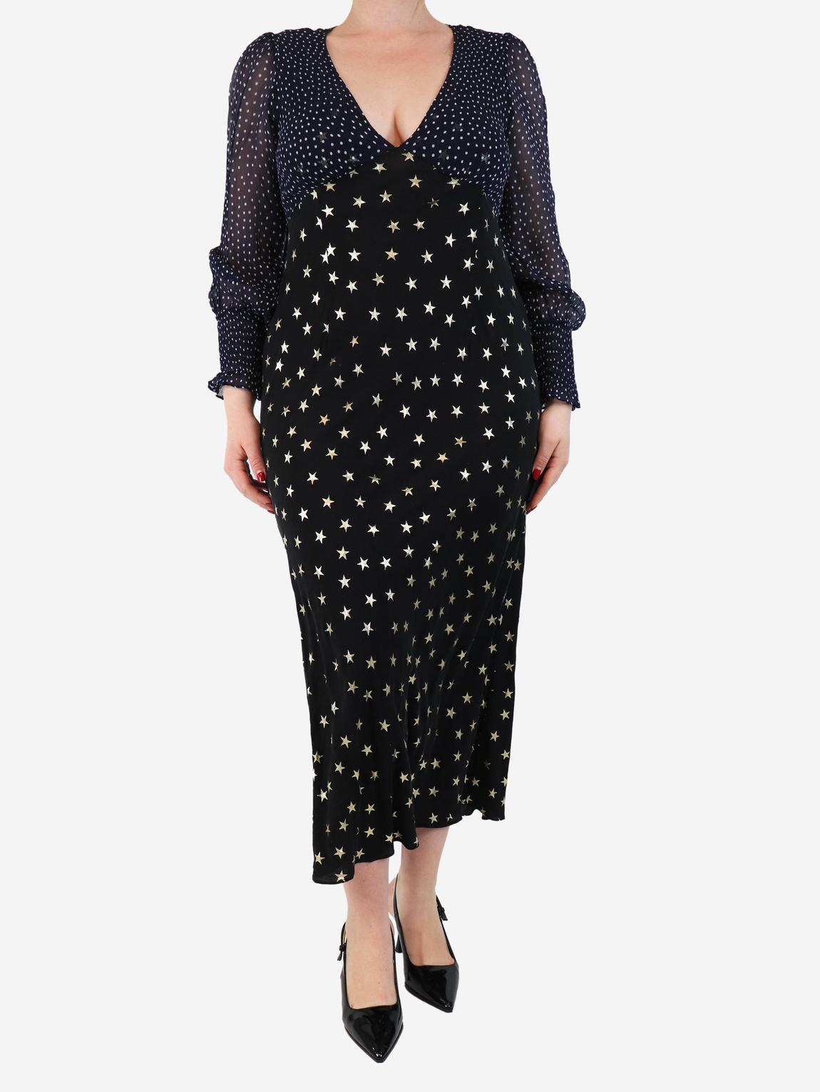 Black and navy polka dot star maxi dress main product photo