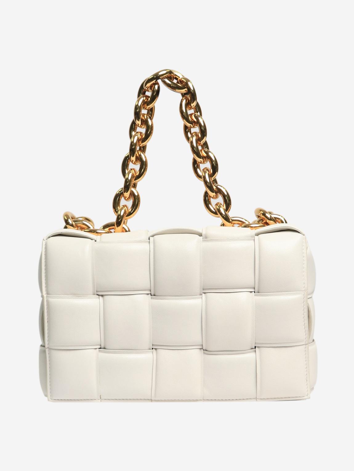 White Padded Cassette chain bag main product photo