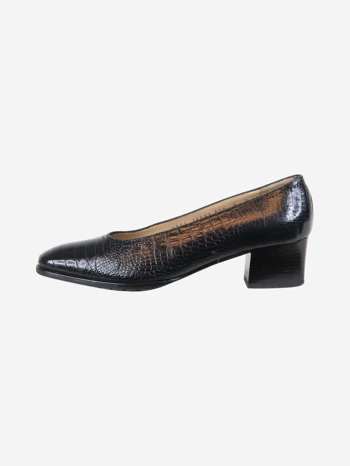 Blue croc effect heels main product photo
