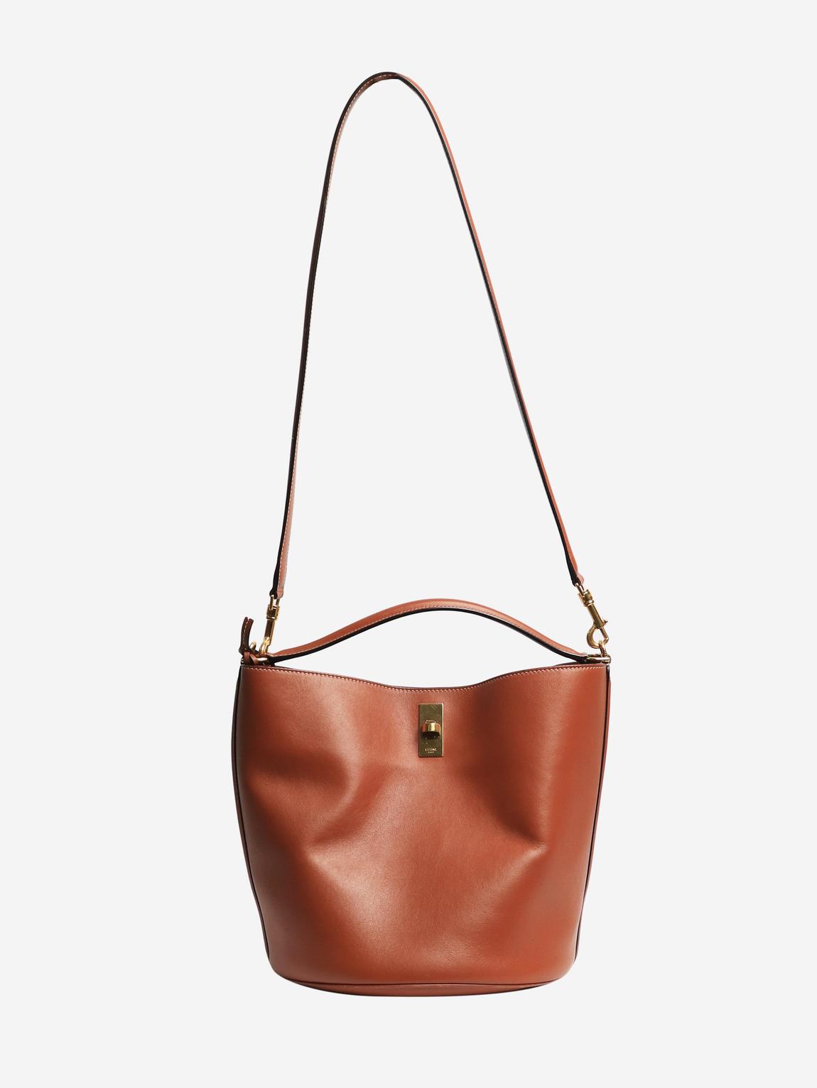 Tan leather 2way bucket bag main product photo