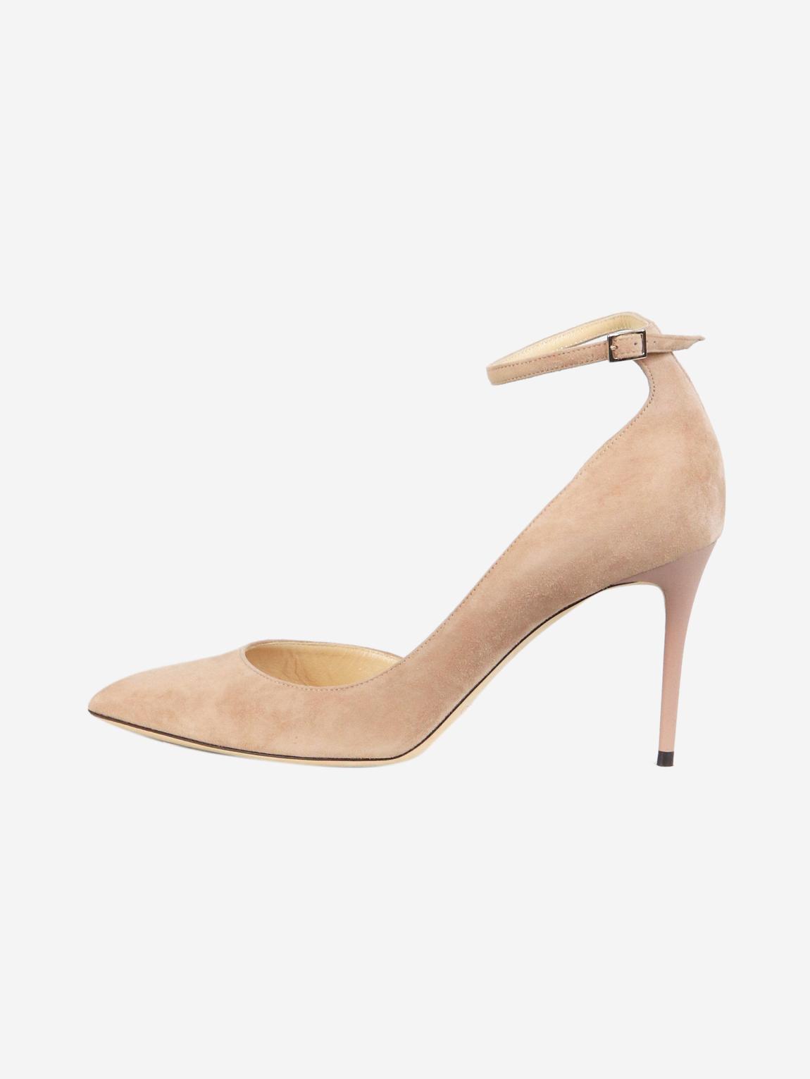 Pink Lucy 85 suede heels main product photo