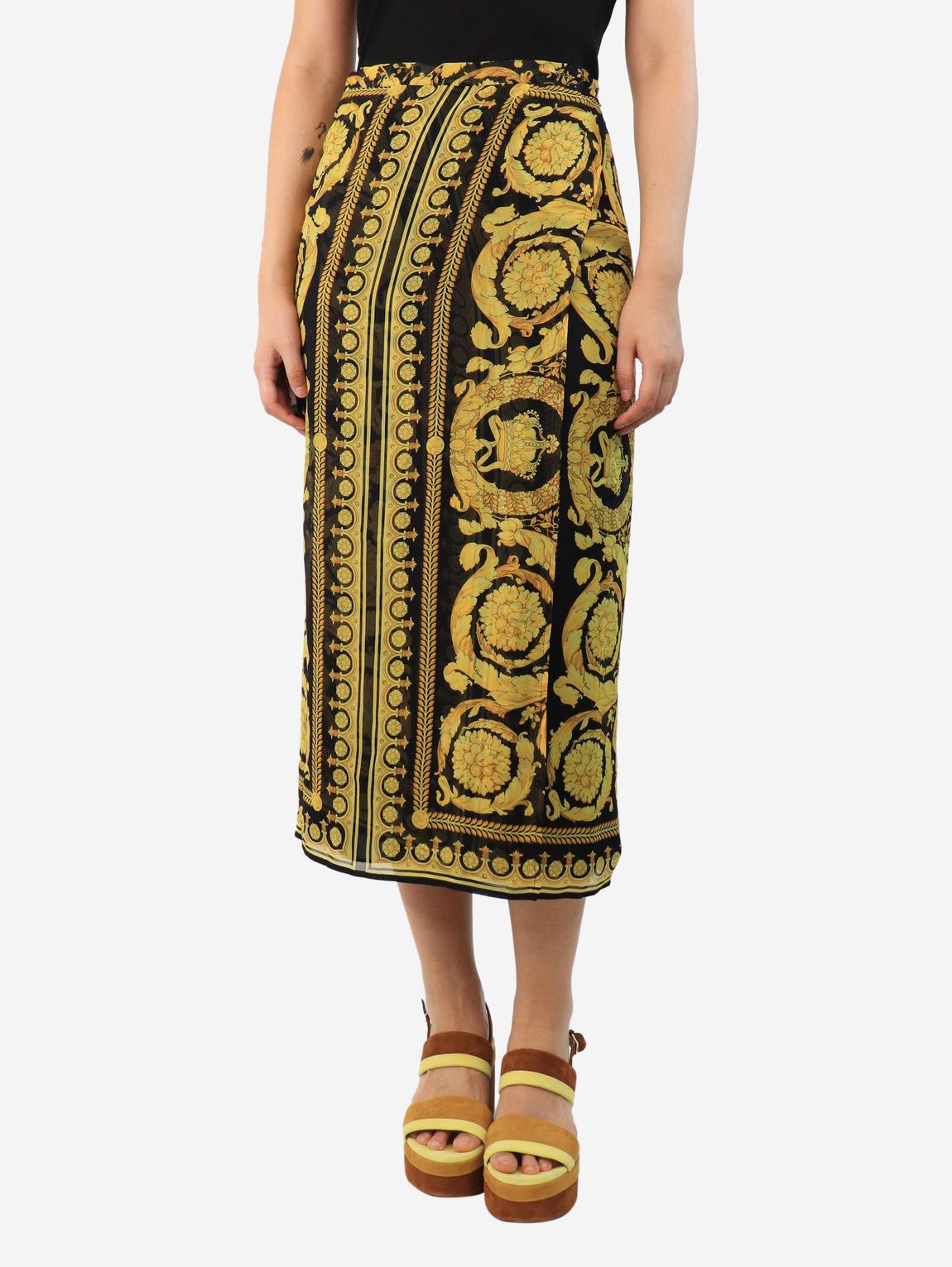 Black and yellow wrap skirt main product photo