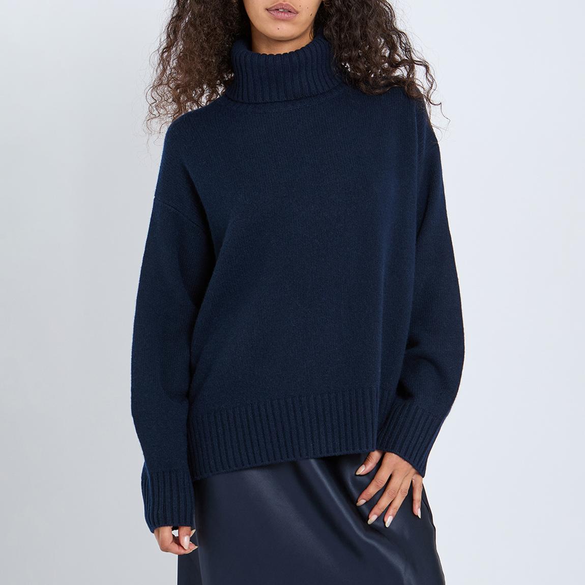 NAVY CASHMERE BLEND ROLL NECK main product photo