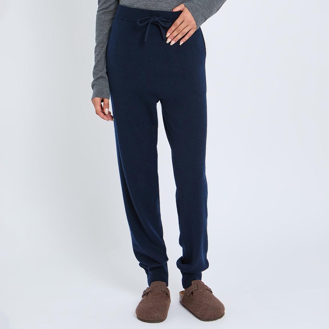 NAVY CASHMERE BLEND CUFFED JOGGER main product photo