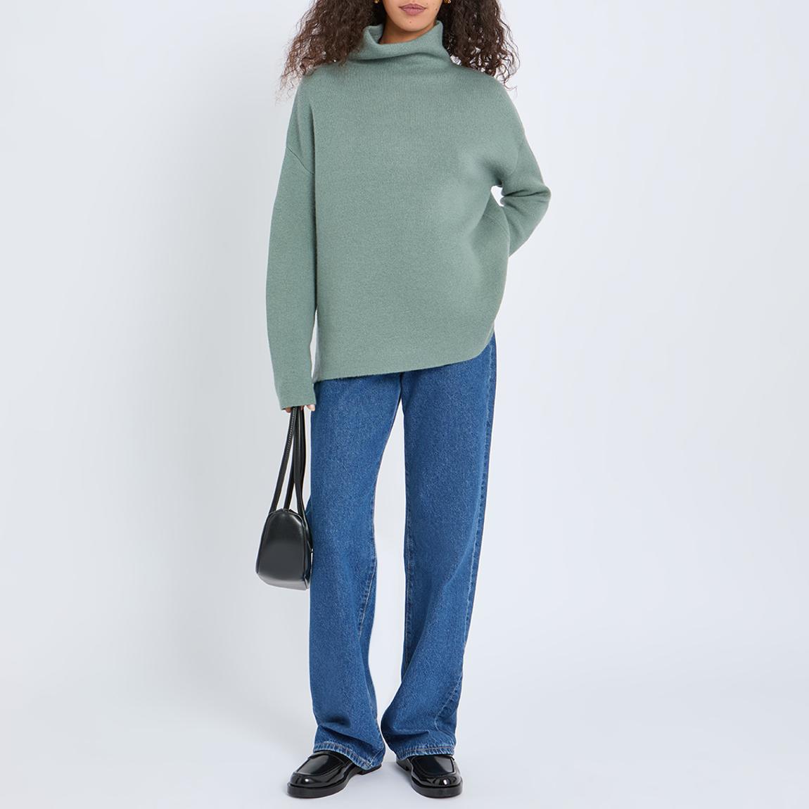 N°· Eleven Pea Green Cashmere Blend Double Face Jumper BrandAlley