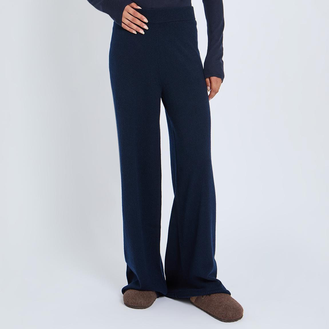 NAVY CASHMERE BLEND STRAIGHT LEG JOGGER main product photo