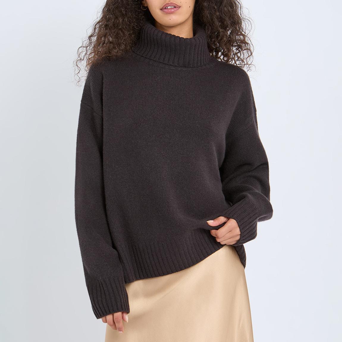 BROWN CASHMERE BLEND ROLL NECK main product photo