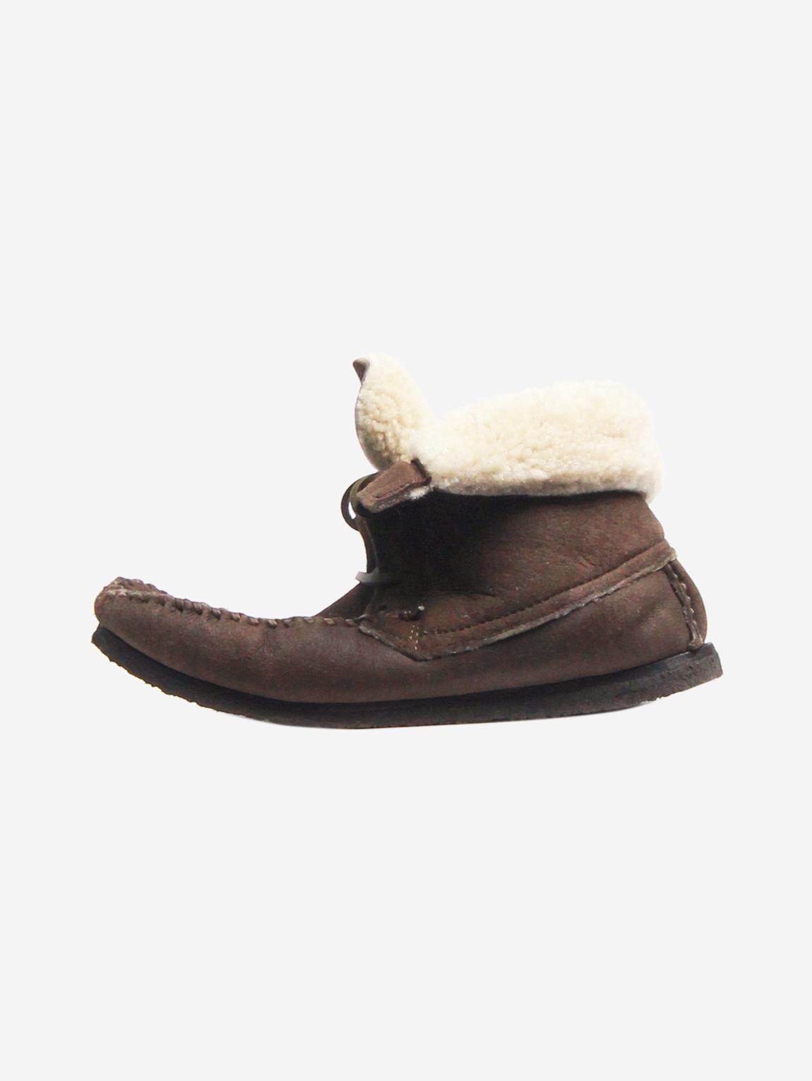 Green shearling boots main product photo
