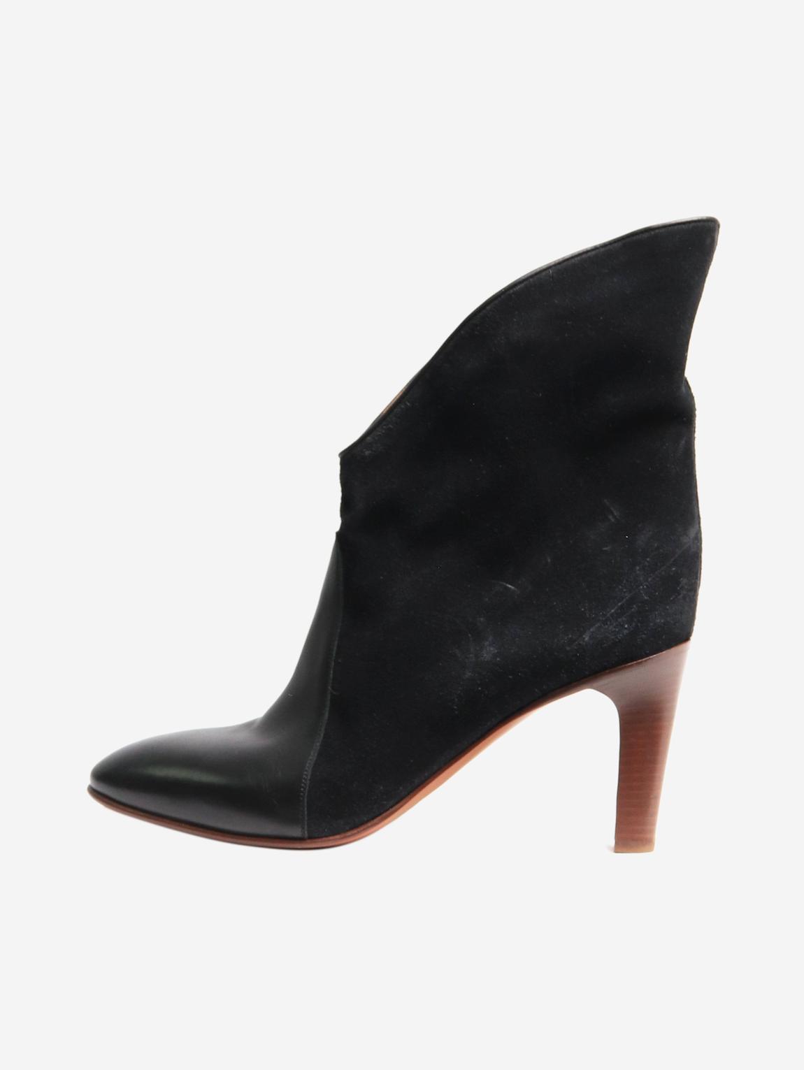 Black leather and suede ankle boots main product photo