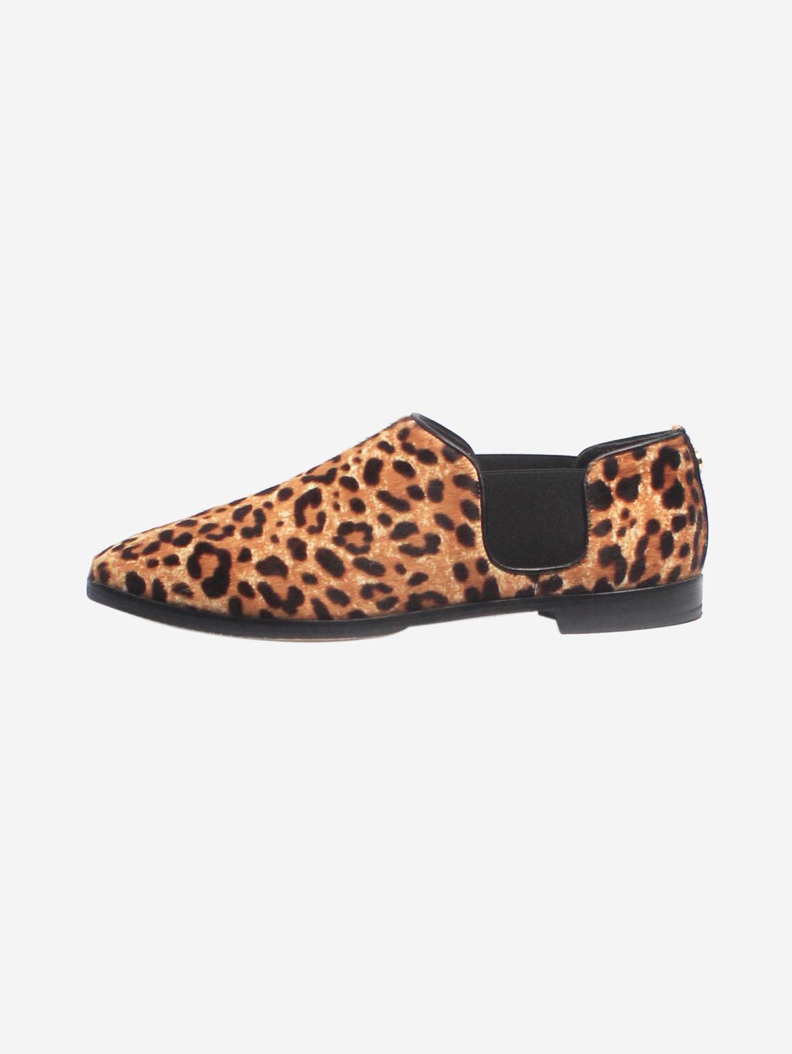 Brown animal-print pony hair flat shoes main product photo