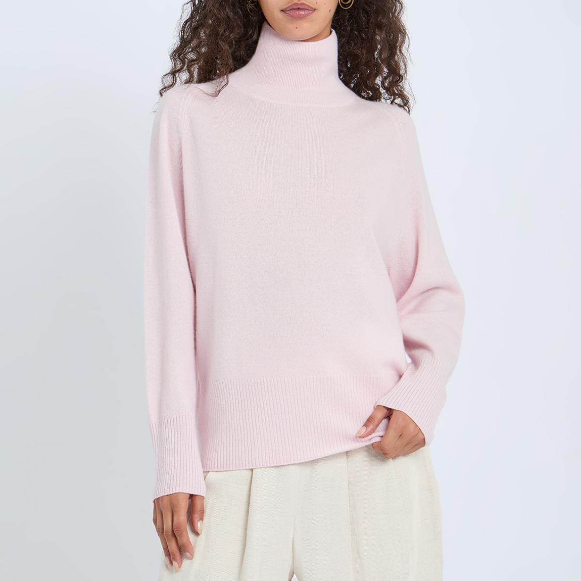 Pink Cashmere Polo Neck Jumper main product photo