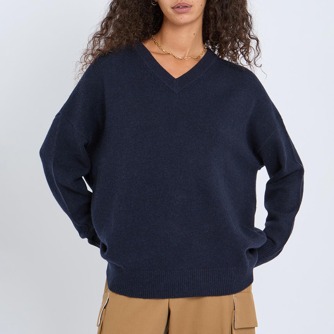 NAVY CASHMERE V-NECK main product photo