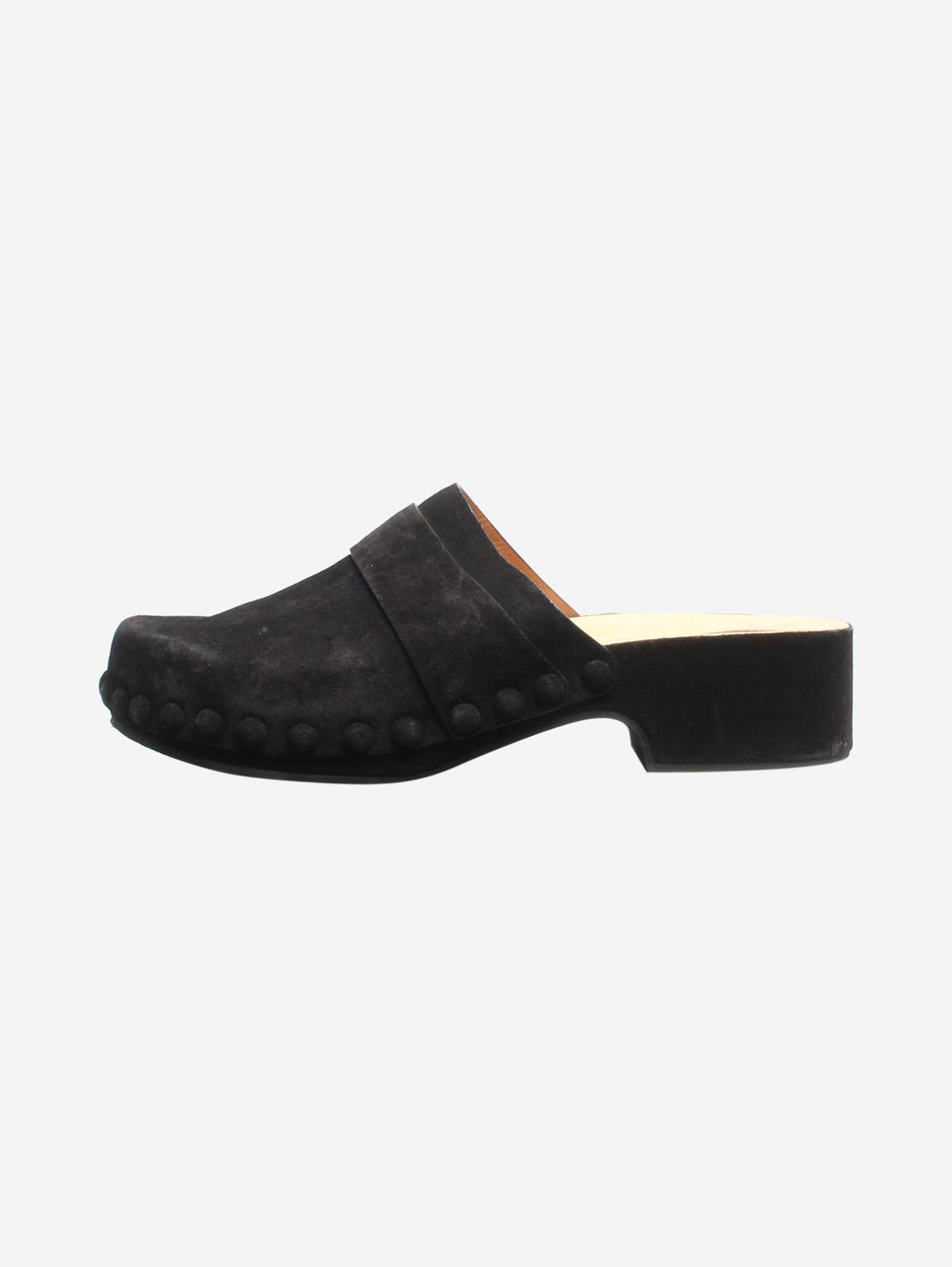 Black suede clogs main product photo