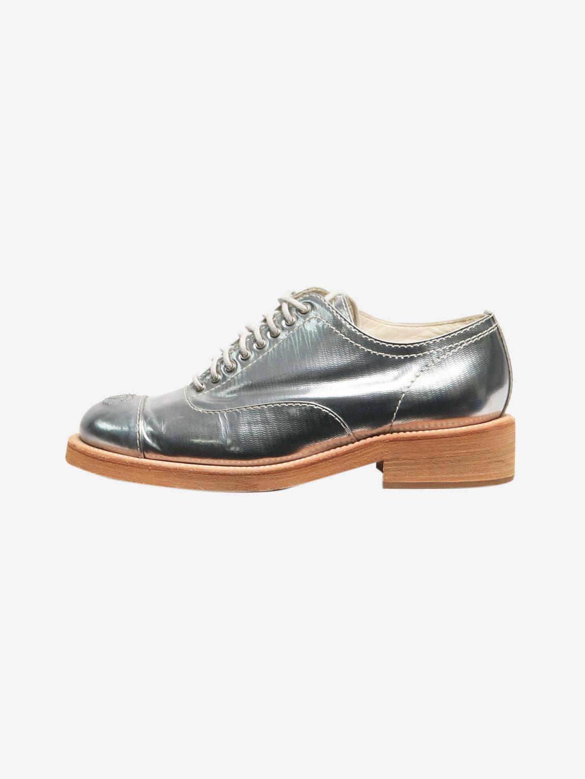 Silver metallic Derby shoes main product photo