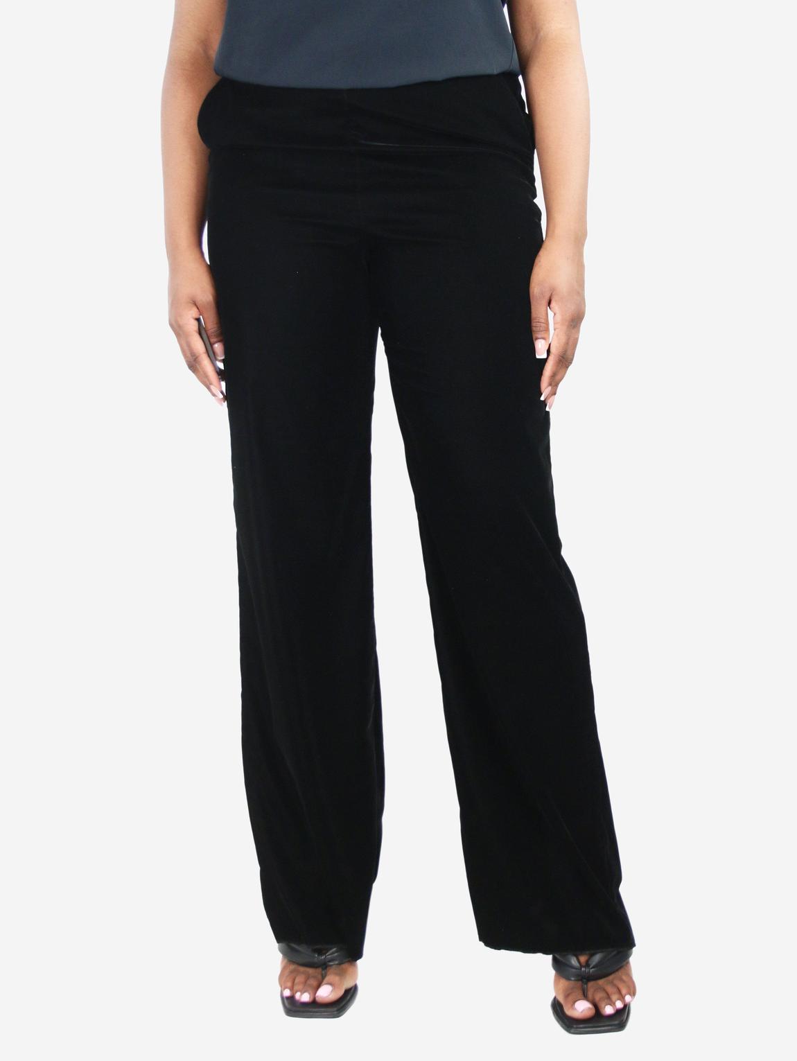 Black velvet straight-leg pants main product photo