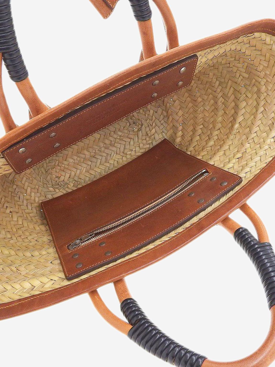 Pre-Loved Balenciaga Neutral Bistro Panier straw tote bag