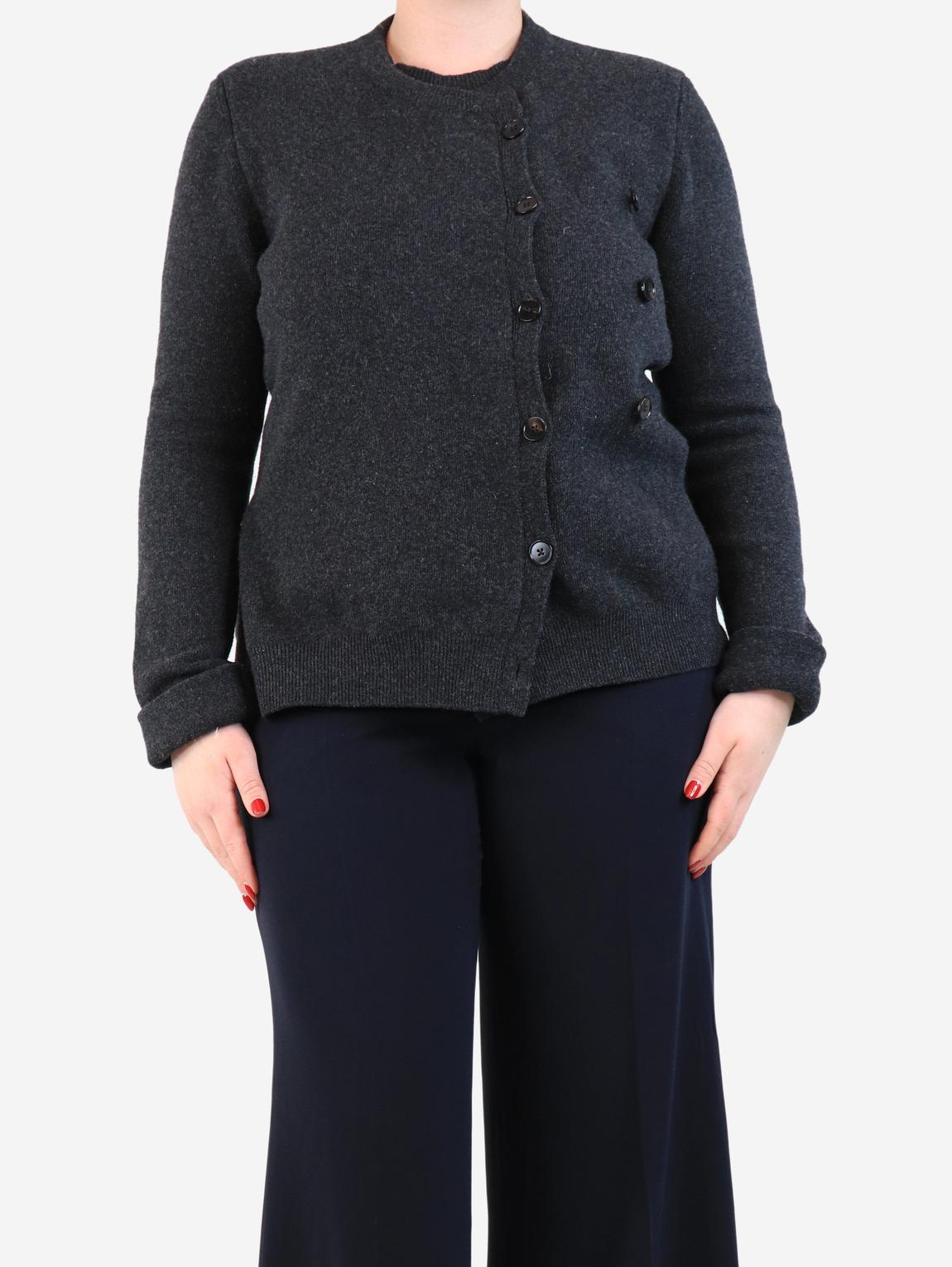 Dark grey knitted sweater with button detail main product photo