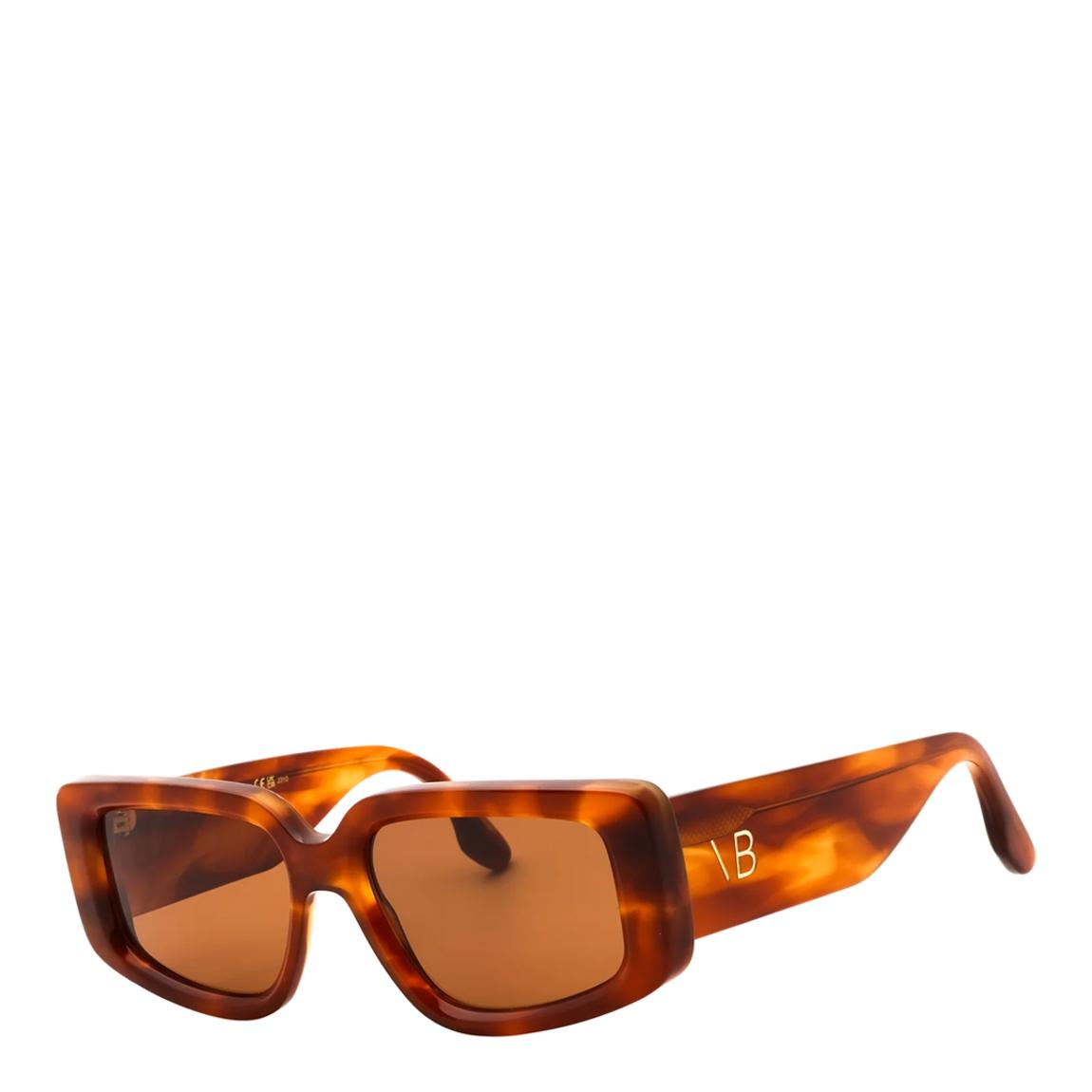 Women's Brown/Tortoise Victoria Beckham Square Logo Sunglasses 54mm main product photo