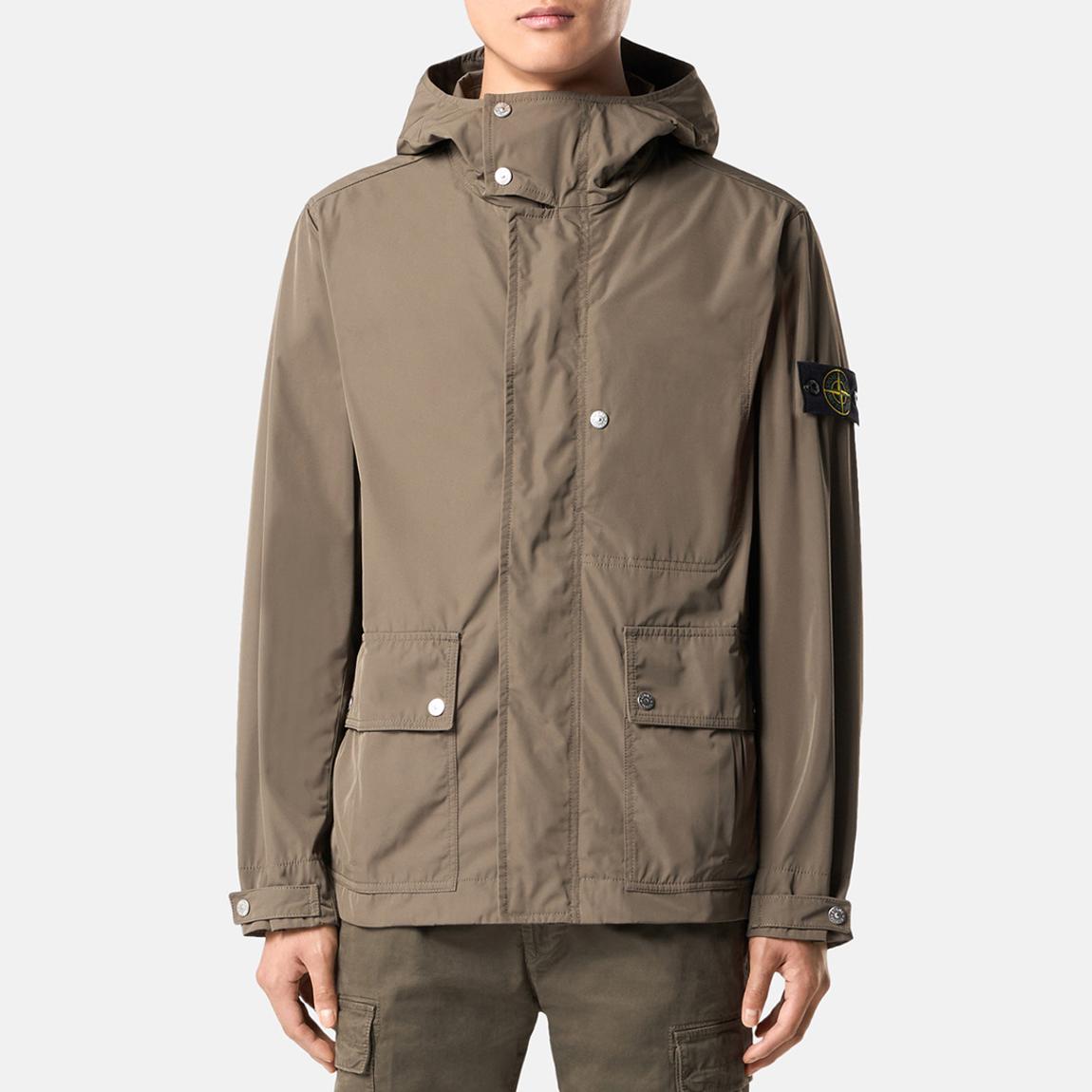 Stone  Micro Twill Light Jacket 新品 Stone Island Khaki Green Micro Twill Hooded Jacket - BrandAlley