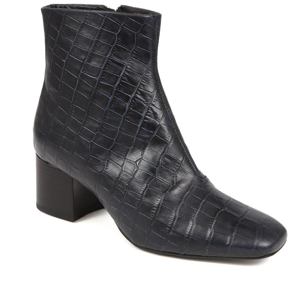 Leather Croc Heeled Ankle Boots main product photo