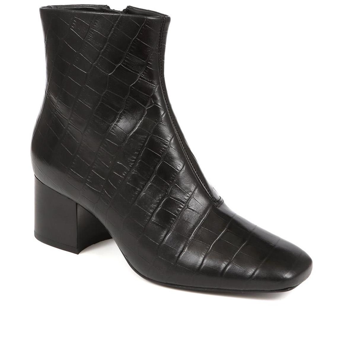 Leather Croc Heeled Ankle Boots main product photo
