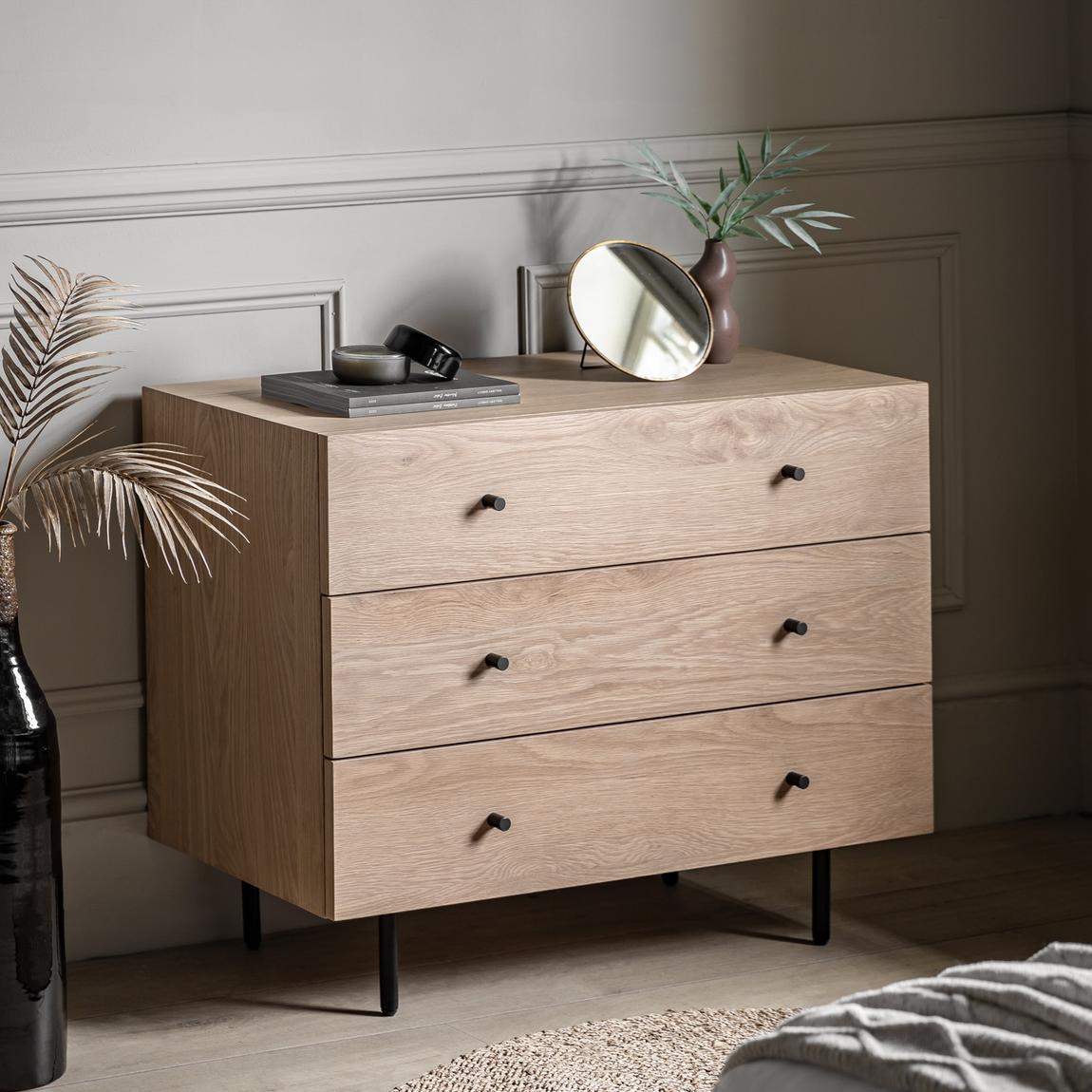 Evergreen 3 Drawer Chest Natural 900x400x750mm main product photo