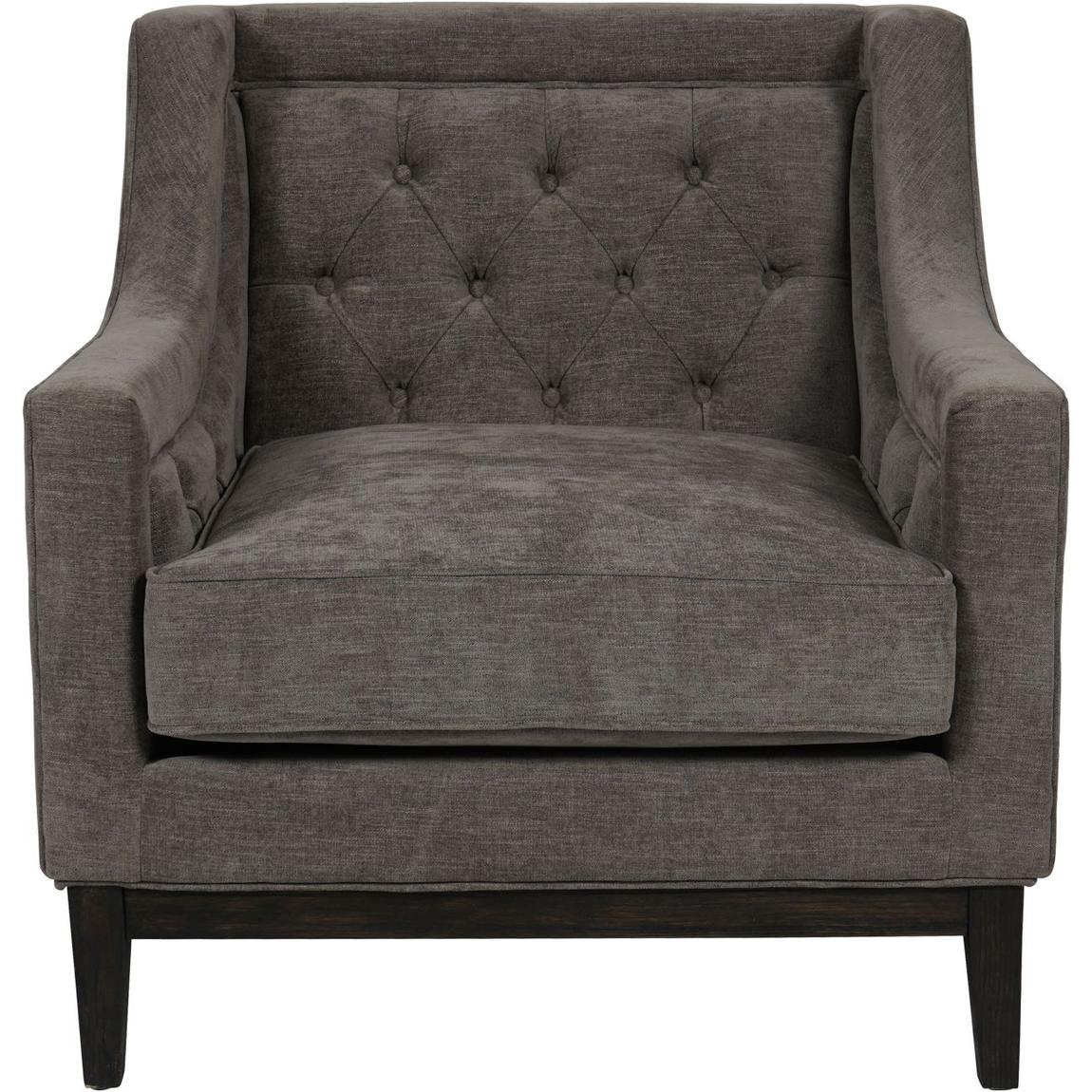 Theodore Buttoned Armchair in Warm Grey Fabric main product photo