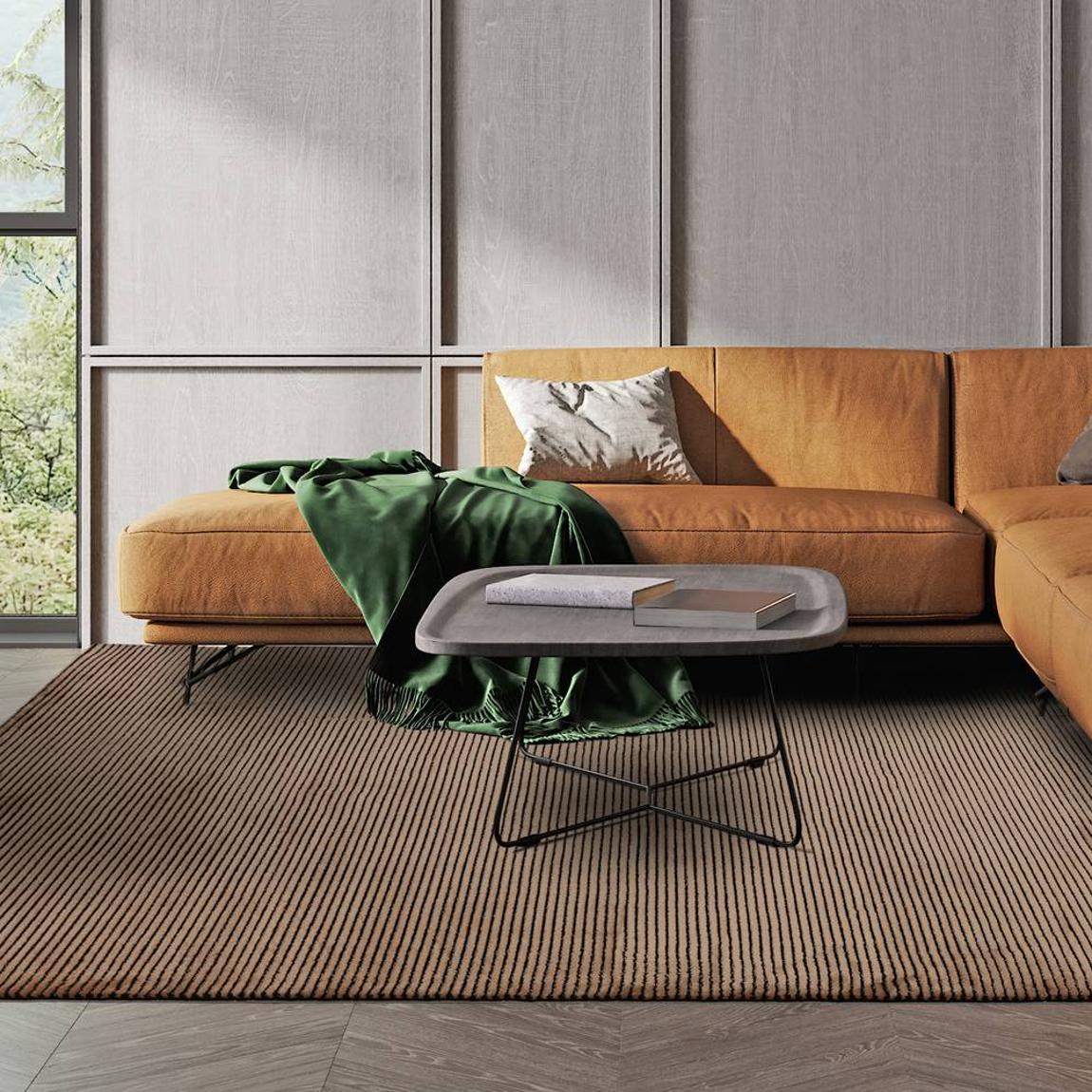 Kuza 200x290cm Plain Stripe Terracotta main product photo