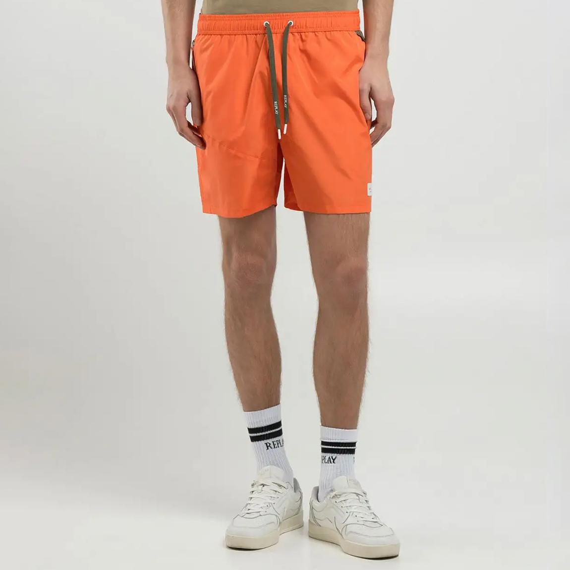 Orange Contrast Zip Swim Shorts main product photo